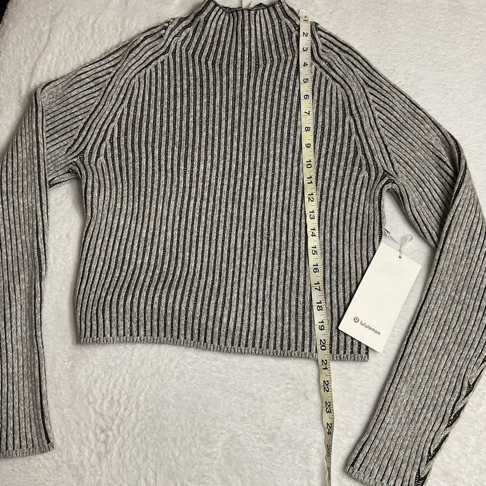 Lululemon Sweater Womens 0 Cotton Cashmere Blend Mock Neck Sweater gray Relaxed - Picture 12 of 15